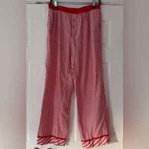 PINK Victoria's Secret Red and White Striped Pajama Pants Pockets Size Large EUC